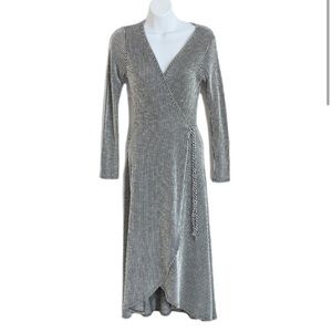 Caution to the wind wrap up striped black and white dress size S @R